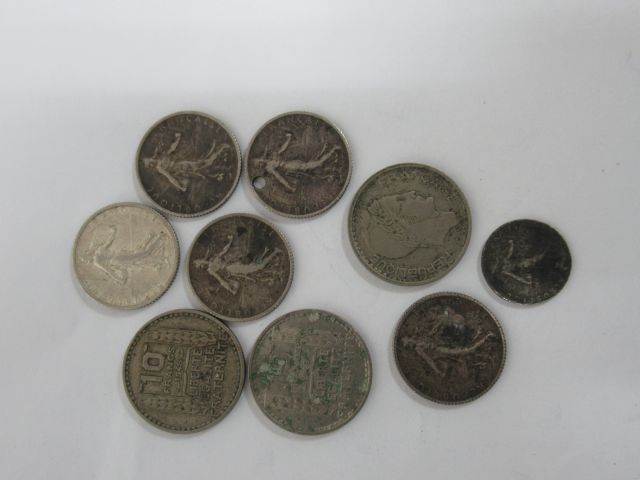 Null FRANCE Petit lot de pièces en argent : 5 de 1 francs Semeuse (circa 1910, u&hellip;