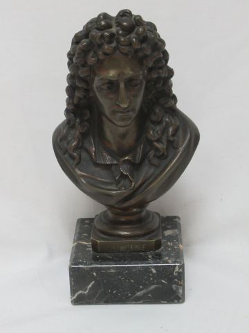 Null Buste en bronze, figurant Racine. Cachet "Blanchard à Paris". Socle en marb&hellip;