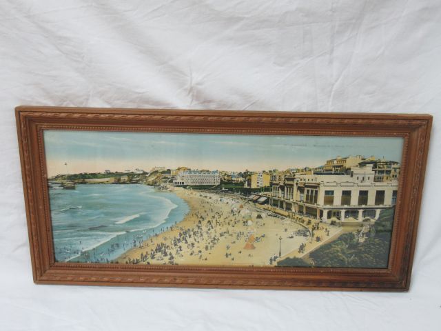 Null LABOUCHE Freres Photochromo showing a view of Biarritz . Framed under glass&hellip;