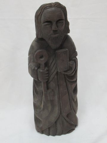 Null Sculpture en bois, figurant Saint Pierre. 27 cm