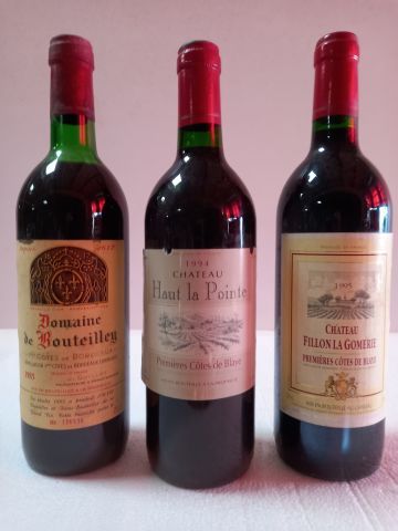 Null Lote de 3 botellas : 

1 Château Haut la Pointe. 1º Côtes de Bordeaux. 1994&hellip;