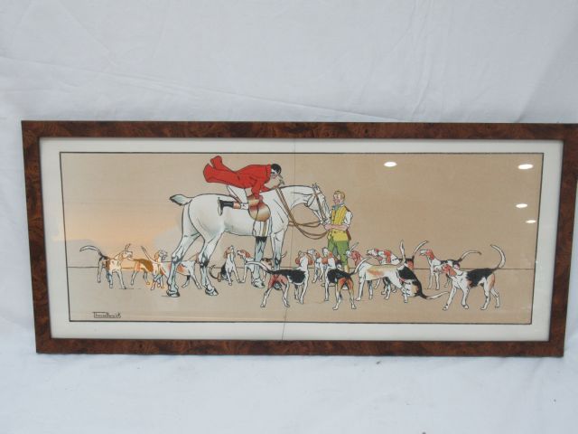 Null After BARWICK "Chasse à courre" Stencil. Signed in the plate. 22 x 59 Frame&hellip;