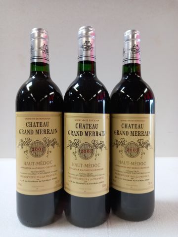 Null 3瓶Grand Merrain酒庄的酒。2001.上梅多克。Domaine Christian Brun.