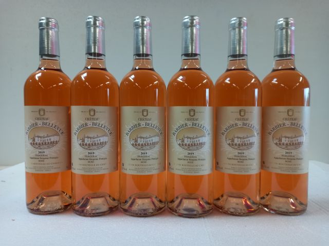 bottles of Château Barbier Bellevue. 2019. Bergerac rosé. Deffarge family. Harvesting
