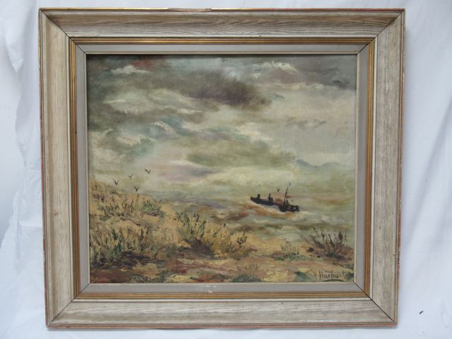 Null Modern school "Landscape" Oil on canvas. Bears a signature. 60 x 68 cm (sma&hellip;