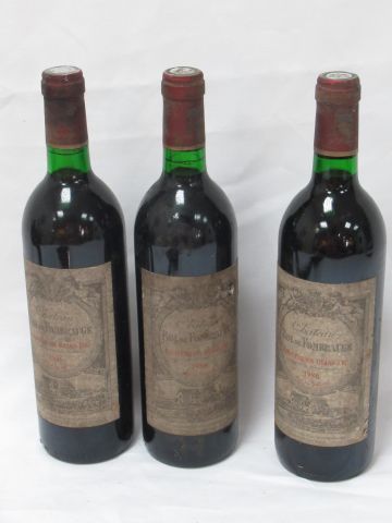 Null 3 botellas de Saint Emilion, Château Rol de Fonbrauge, 1986 (LB, esla)
