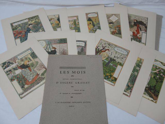 Null GRASSET (Eugène-Samuel). Calendario de La Belle Jardinière. I mesi. Parigi,&hellip;
