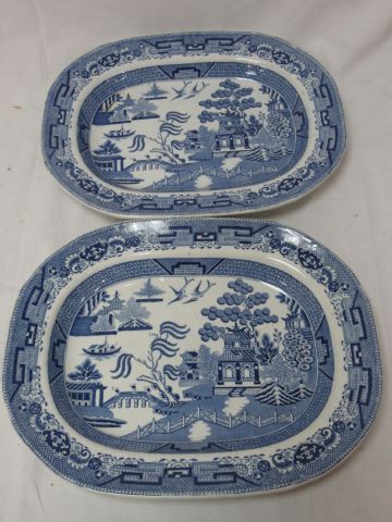 Null Pair of earthenware dishes with Chinese decoration. Length: 31 x 40 cm (chi&hellip;