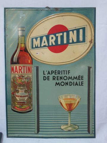 Null Plaque en métal émaillé "Martini". Editée par Pub Vox Paris. 50 x 34 cm (qu&hellip;