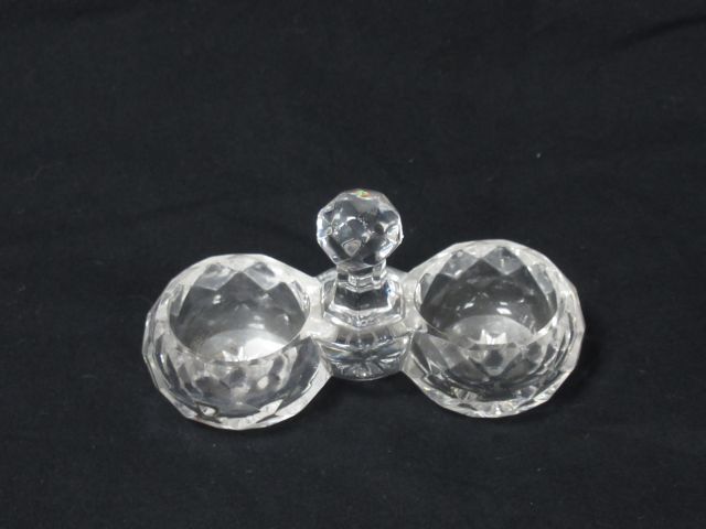 Null BACCARAT Saleron double en cristal. 10 cm