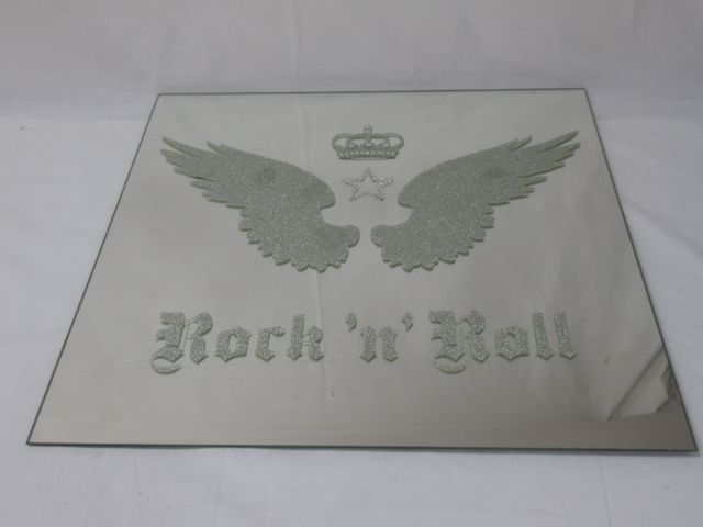 Null Plaque miroir "Rock'n'roll". 50 x 52 cm