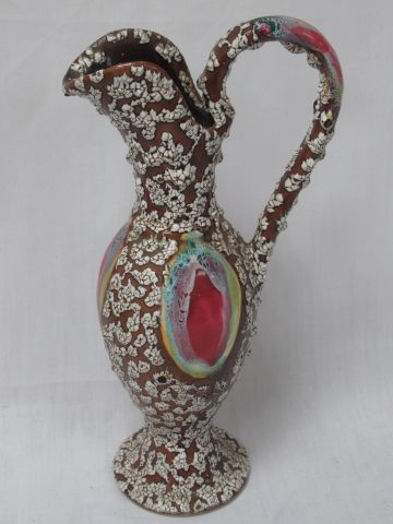 Null VALLAURIS Aiguière en céramique flammée. 33 cm Circa 1970.