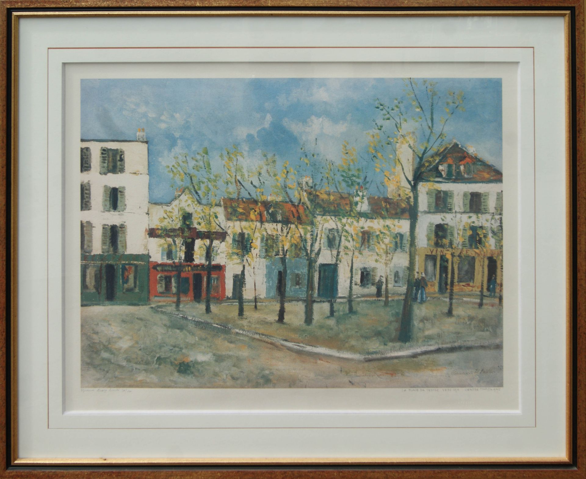 Null Nach MAURICE UTRILLO 

"Der Place du Tertre".

Lithographie in Farbe

54x69&hellip;