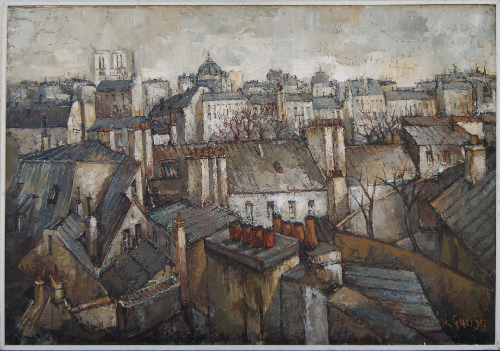 Null LUCIEN GUERBER

"巴黎的屋顶

布面油画

80x116厘米

白色漆面的木杆