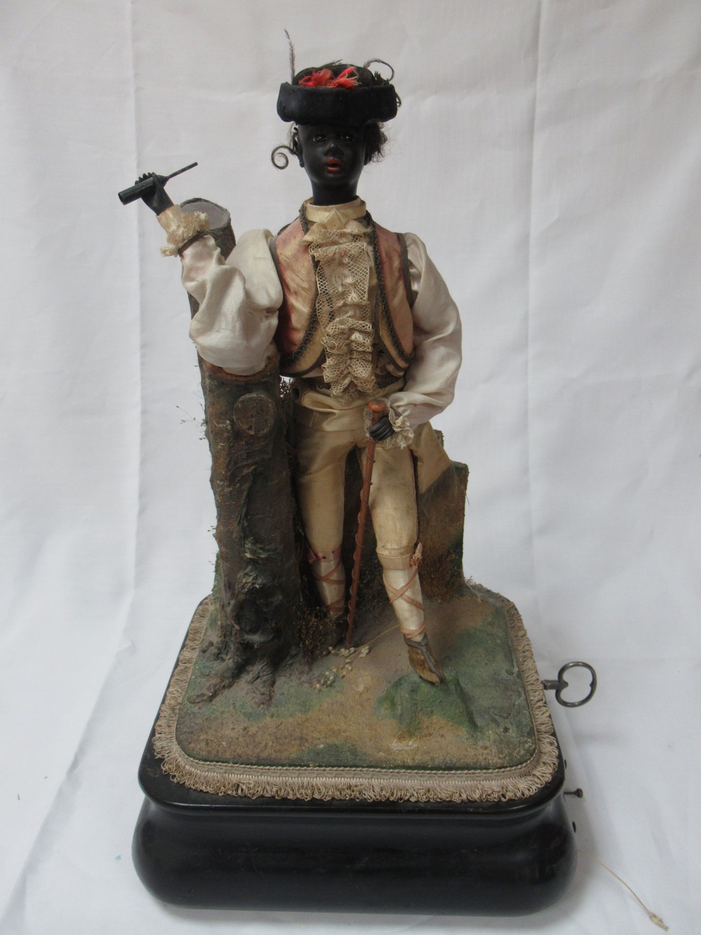Null French mechanical automaton, representing a black dandy smoker, leaning on &hellip;