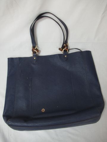 Null RALPH LAUREN Bag style tote in blue leather. 35 x 42 cm (wear)