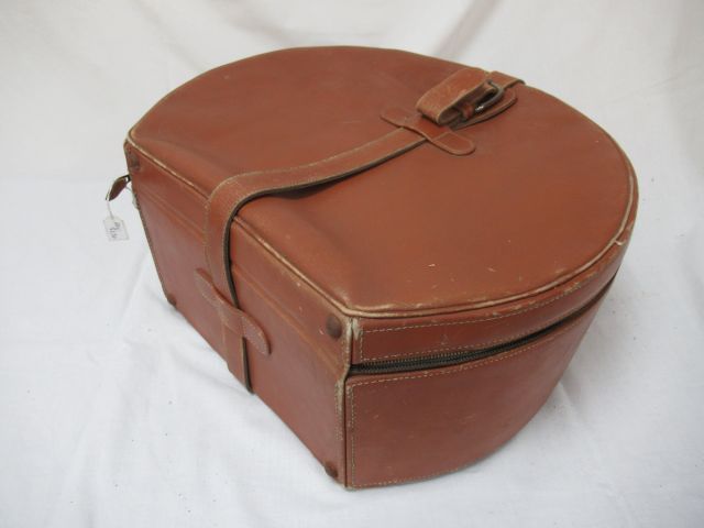 Null Leather hat box. Zipper. 45 cm (wear)