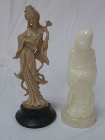 Null ASIA Lot of two sculptures in resin, representing characters. Height: 18-22&hellip;