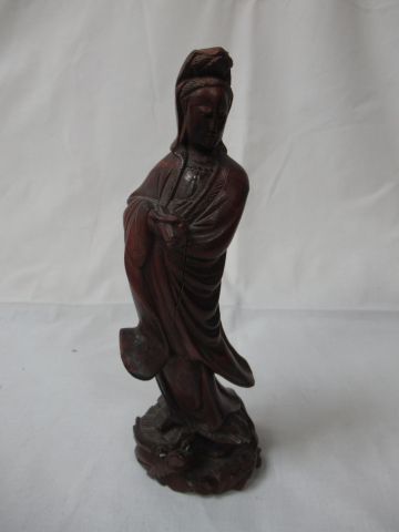 ASIE Sculpture en bois, figurant une divinité. Haut.: 24 cm