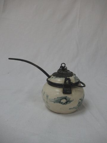 Null CINA, pipa da oppio in ceramica e metallo, 10 cm