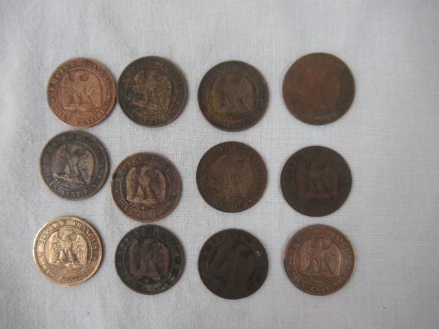 Null Lot de pièces en cuivre XIXe siècle