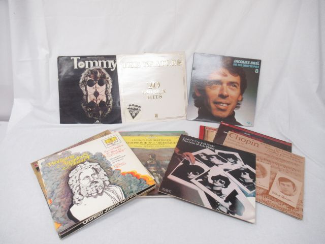 Null Lot 16 de disques vinyles 33 tours dont Beatles, Lou Reed, Brel, The Alan P&hellip;