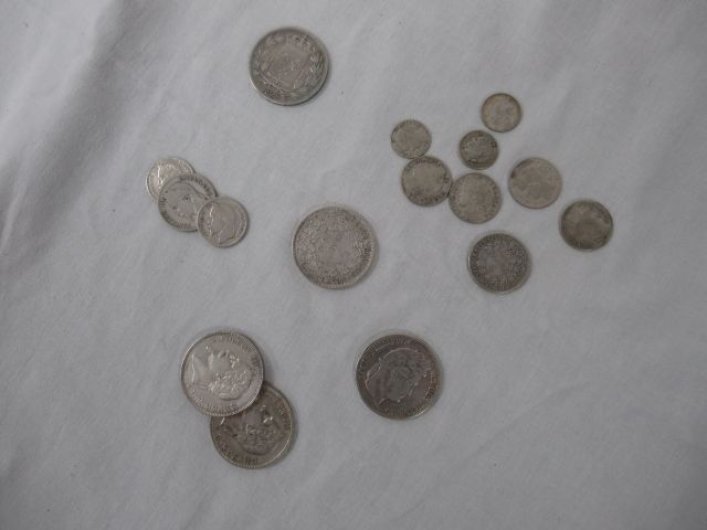 Null FRANCE Lot de pièces en argent, XIXe siècle. Poids : 184 g