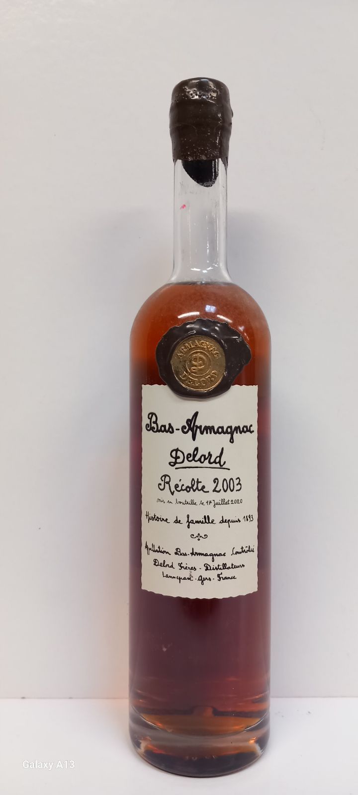 Null Botella de Bas Armagnac Récolte 2003 Famille Delord 70cl 40% vol