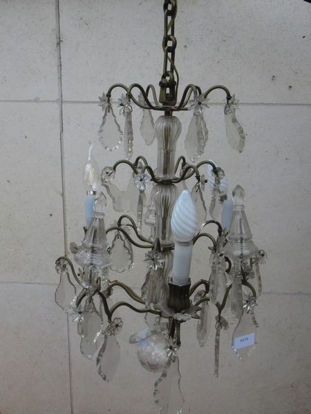 Null Bronze chandelier with pendants. Height: 43 cm