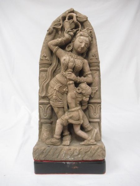 Null INDIA. Sandstone stele with deities. Late 19th - early 20th century. Height&hellip;