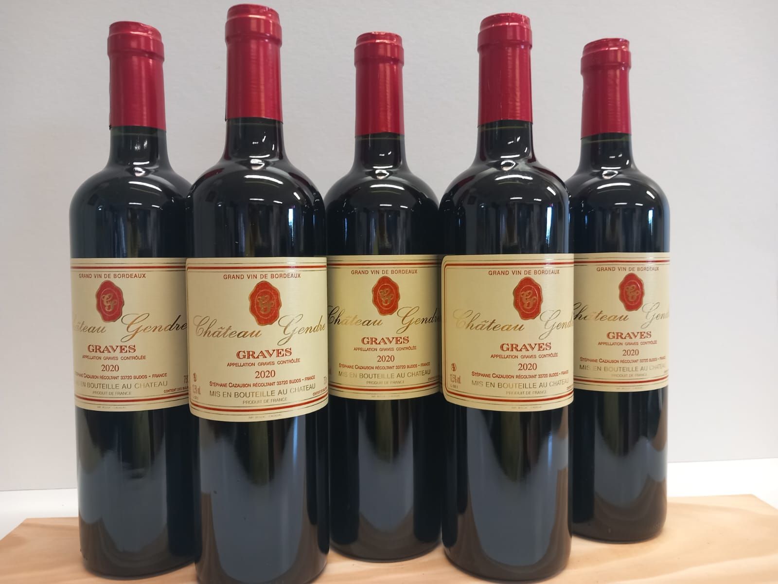 5 bouteilles de Graves Rouge 2020 Château Gendre du Doma…