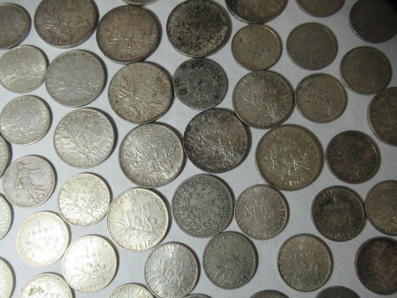 Null FRANCE Lot de pièces en argent. XIXe et Xxe. Poids : 359 g