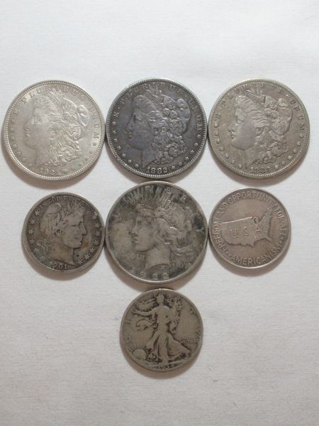 Null USA Lot of 7 silver coins. 19th and 20th century. Weight: 143 g (wear, as i&hellip;