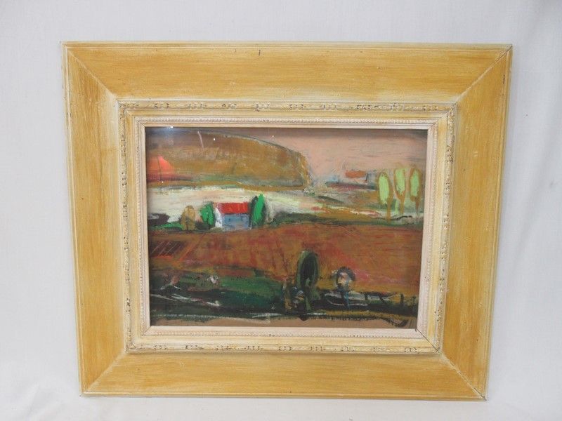Null Jean-José MARTINEZ "Entrechaux" Pastel à l'huile. 41 x 31 cm Encadrée sous &hellip;