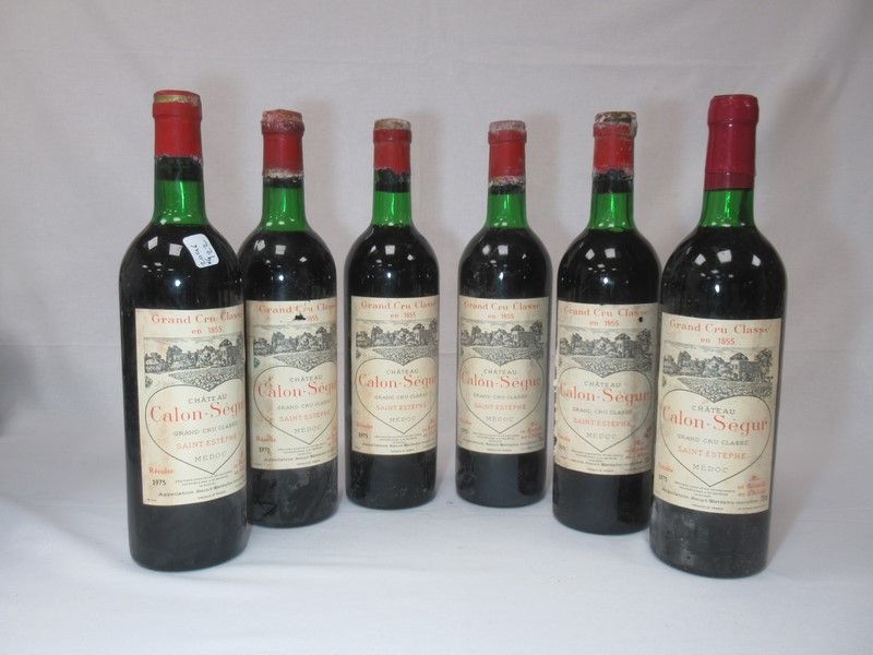 Null 6 bouteilles de Saint Estèphe, Grand Cru Classé, Château Calon Ségur, 1975 &hellip;