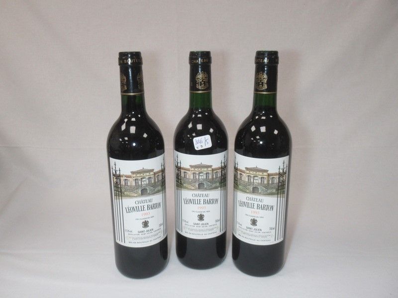 Null 3 瓶 Saint Julien, Château Léoville-Barton, 1993 年葡萄酒