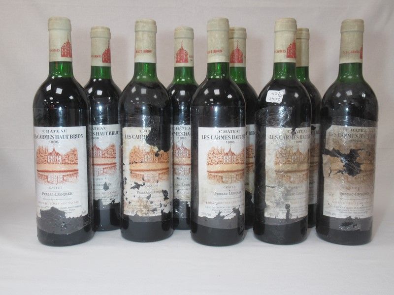 Null 9 bouteilles de Pessac-Léognan, Graves, Château les Charmes Haut Brion, 198&hellip;