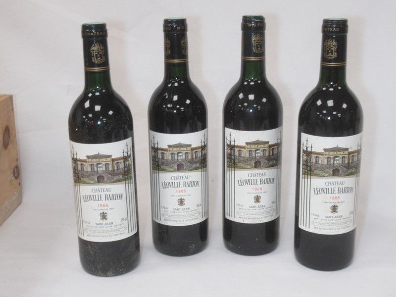 Null 4 bouteilles de Saint Julien, Château Léoville-Barton, 1986 (étiquettes tac&hellip;