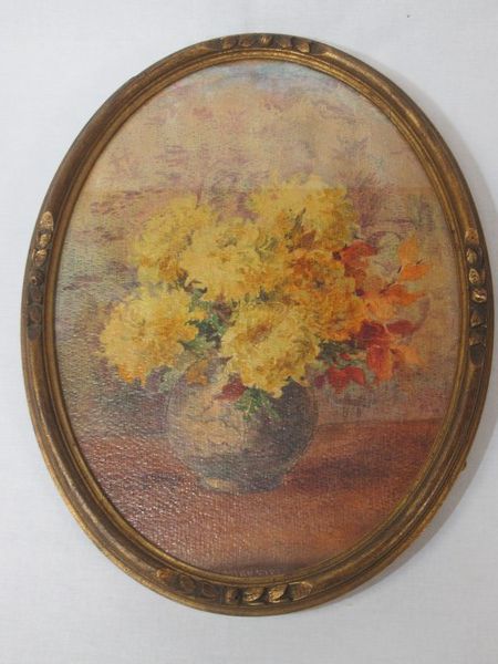 Null Y.MEYER "大丽花花束" 水彩画。40 x 30 厘米 镀金木框。