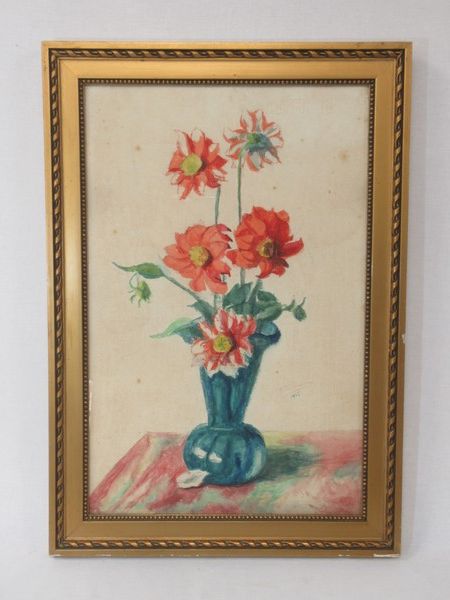 Null PHILLIPPART, "Bouquet de fleurs", aquarelle.
, 45x29cm. Encadré sous verre,&hellip;
