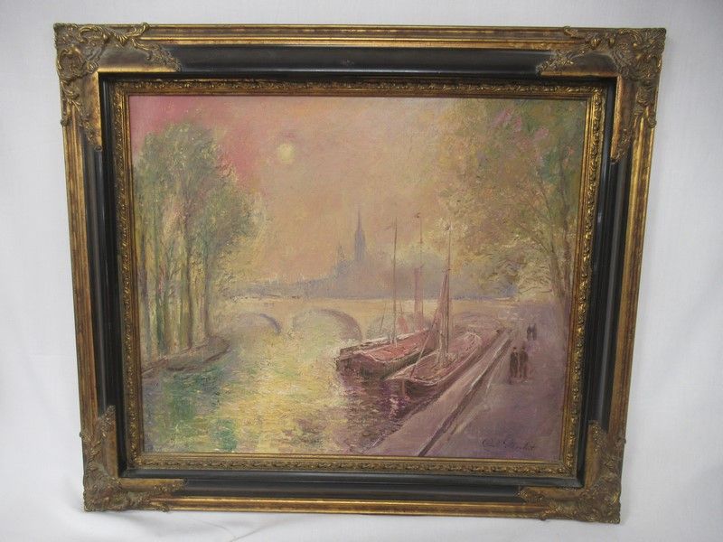Null Paul FLAUBERT (1928-1994) "Vue de Pont parisien" Huile sur toile. 46 x 45 c&hellip;