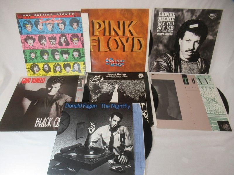 Null Lotto di 7 dischi in vinile 33 giri, tra cui Pink Floyd, Donald Fagen e Rol&hellip;