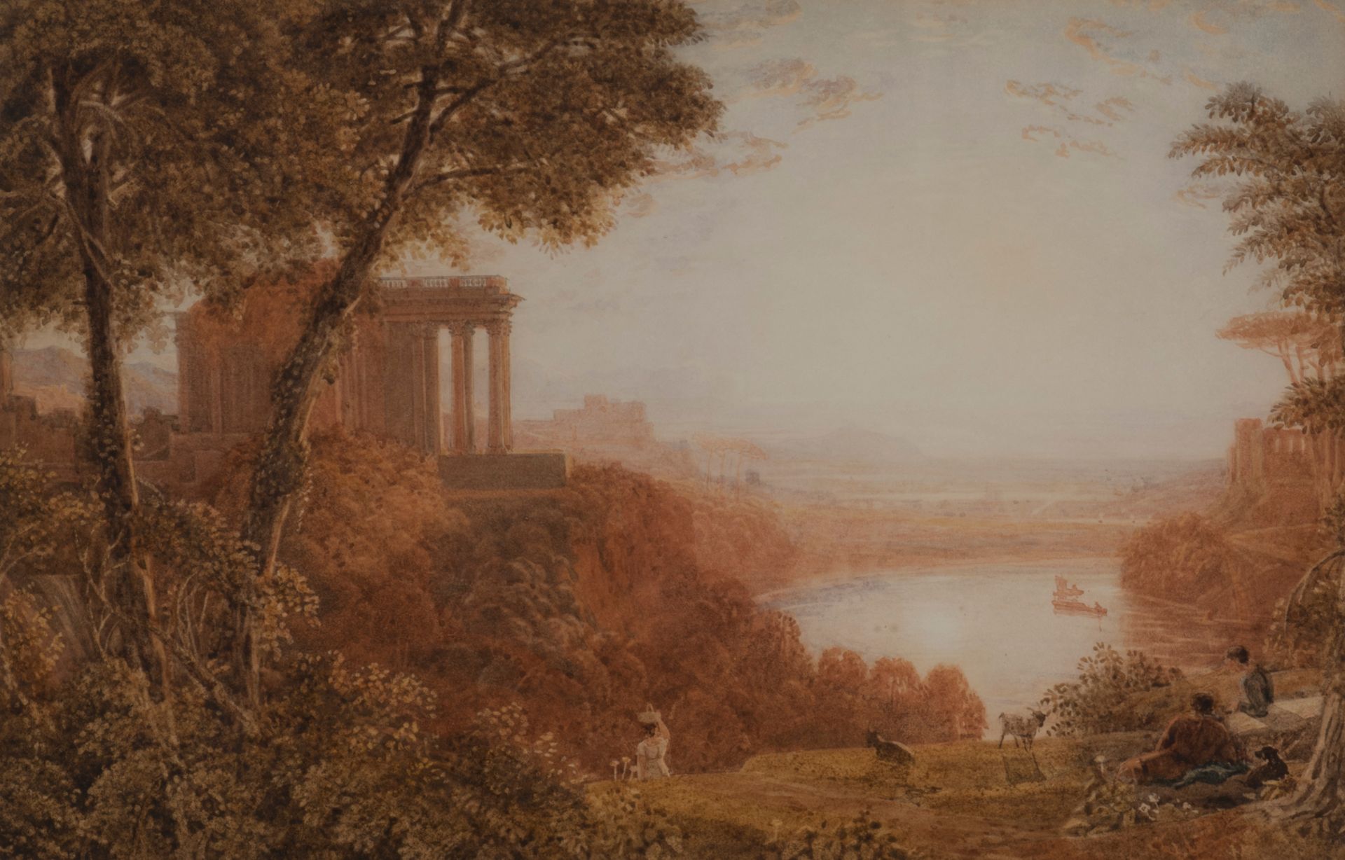 GEORGE II BARRET (C.1767-1842) 
风景
纸上水洗，底部有签名。
带框。
26.5 x 40.5 cm
出处：
现在的主人从伦敦的L&hellip;