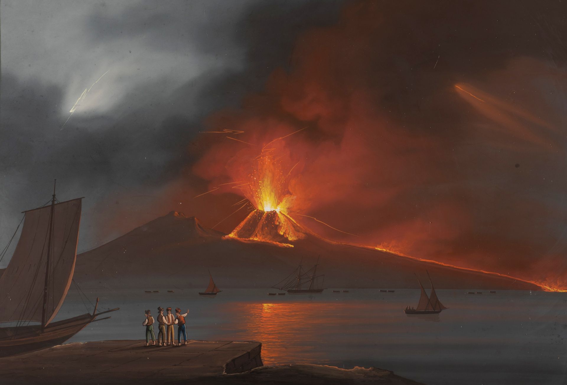Ecole Napolitaine Eruption of Vesuvius
Watercolour gouache on paper over engrave&hellip;