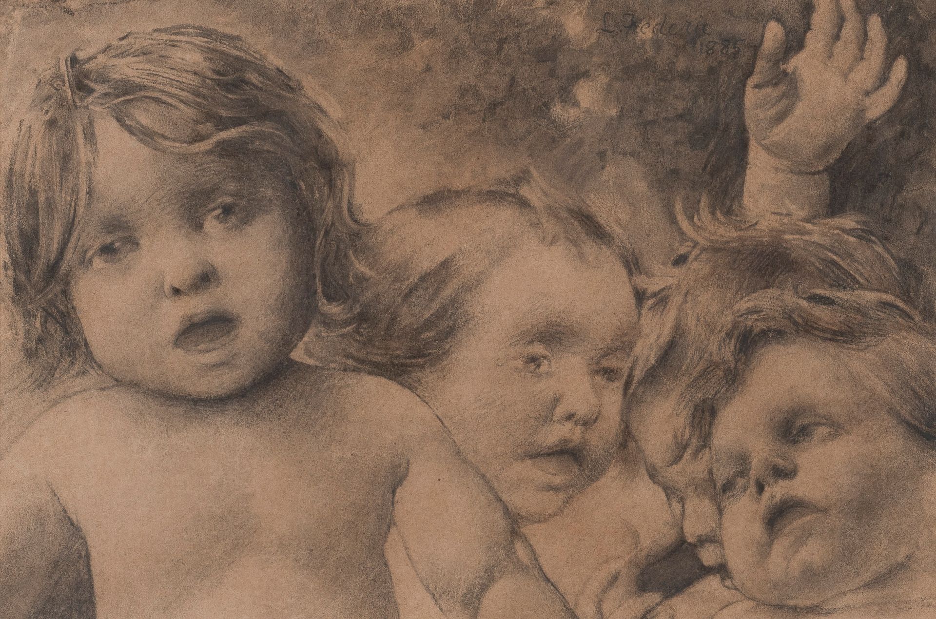 Léon Frédéric (1856-1940) 
Bebés, 1885
Grafito sobre papel.
Firmado y fechado ar&hellip;