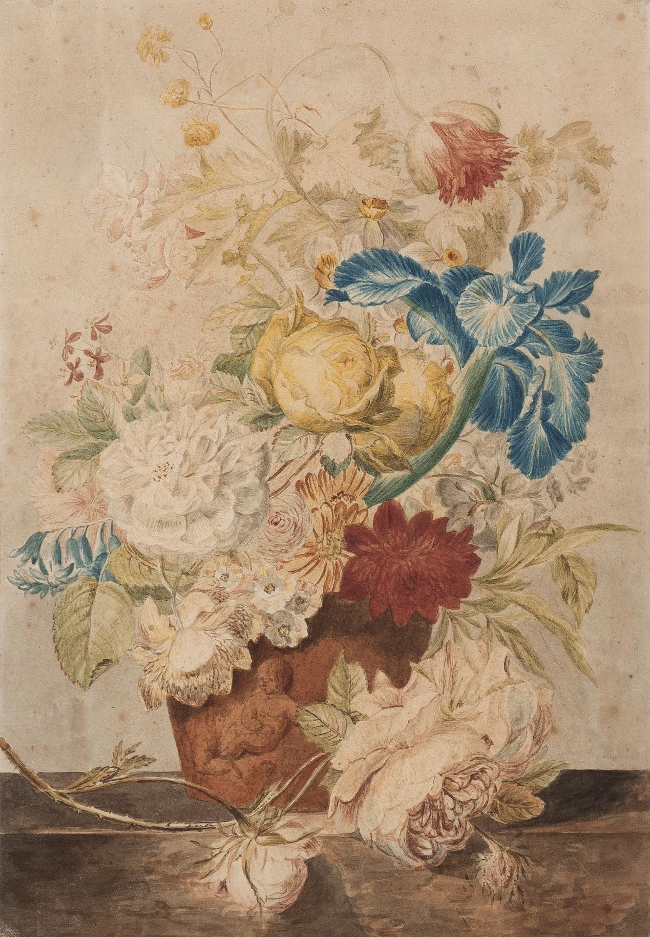 ATTRIBUÉ À ADRIANA VAN RAVENSSWAY (1816-1872) 
Bouquet di fiori
Acquerello su ca&hellip;