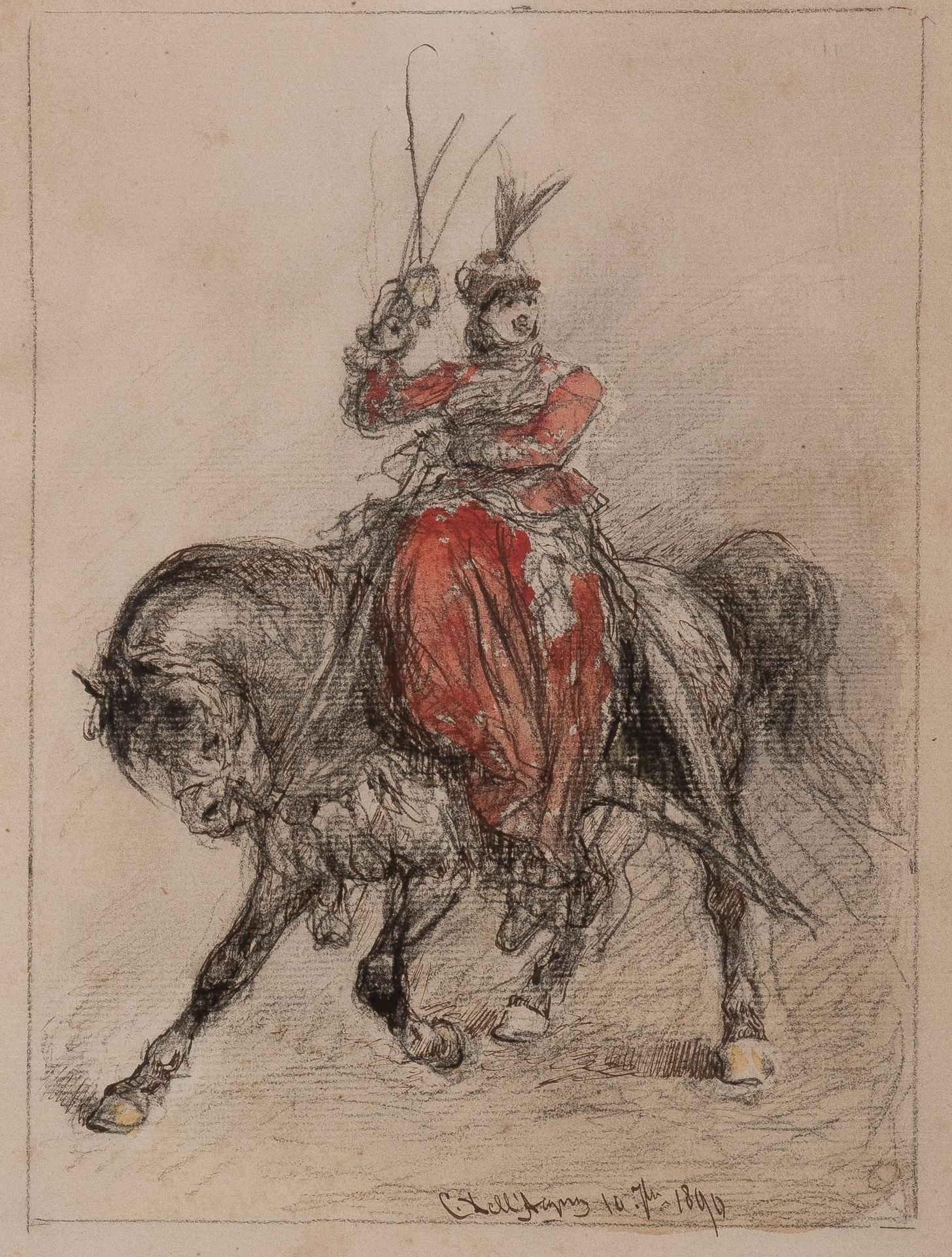 CÉSARE FÉLIX GEORGES DELL'ACQUA (1821-1905) 
Cavaliere in costume ungherese, 189&hellip;