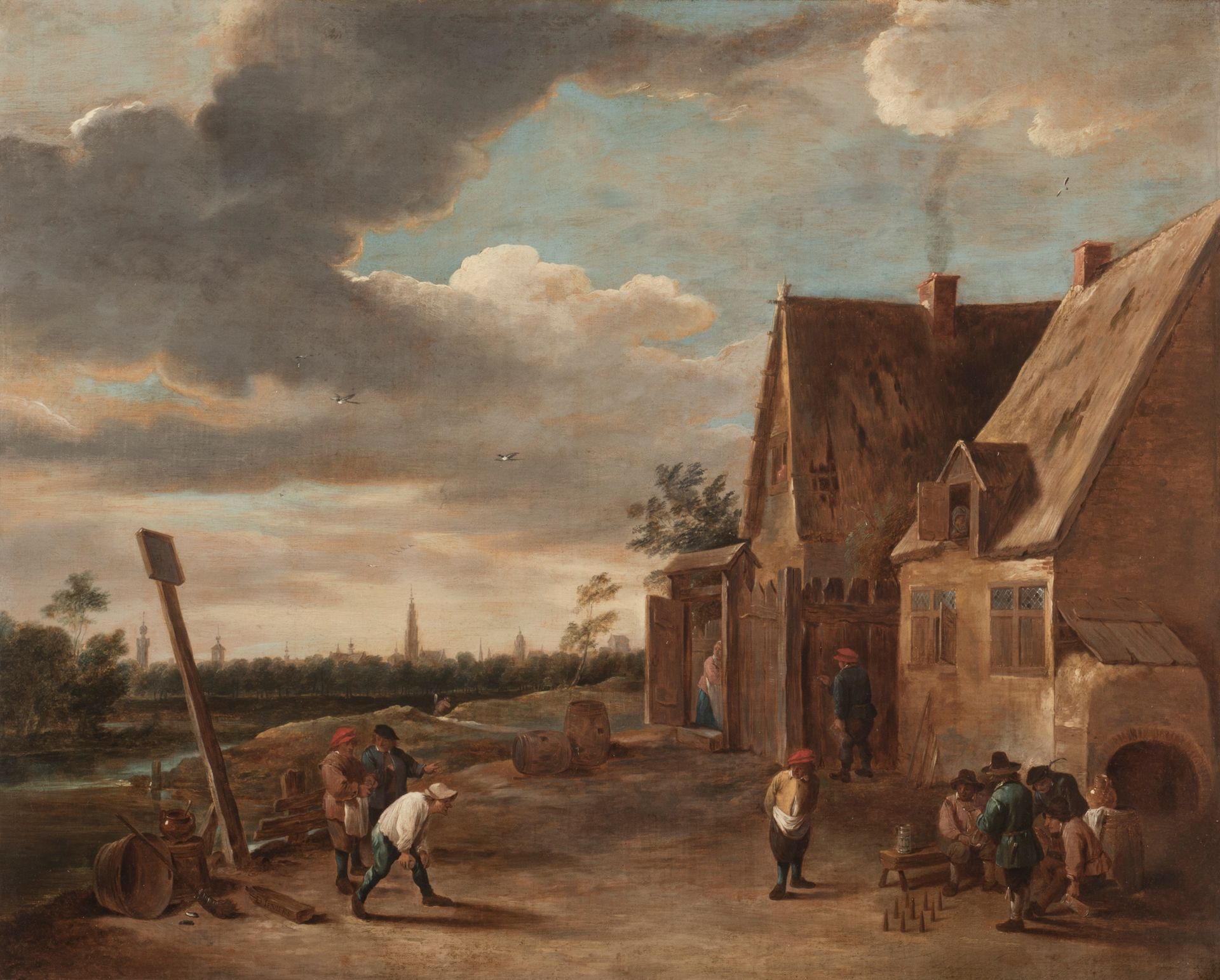 Abraham TENIERS (Anvers 1629 - 1670) 
The Bowlers Öl auf Leinwand.
Signiert unte&hellip;