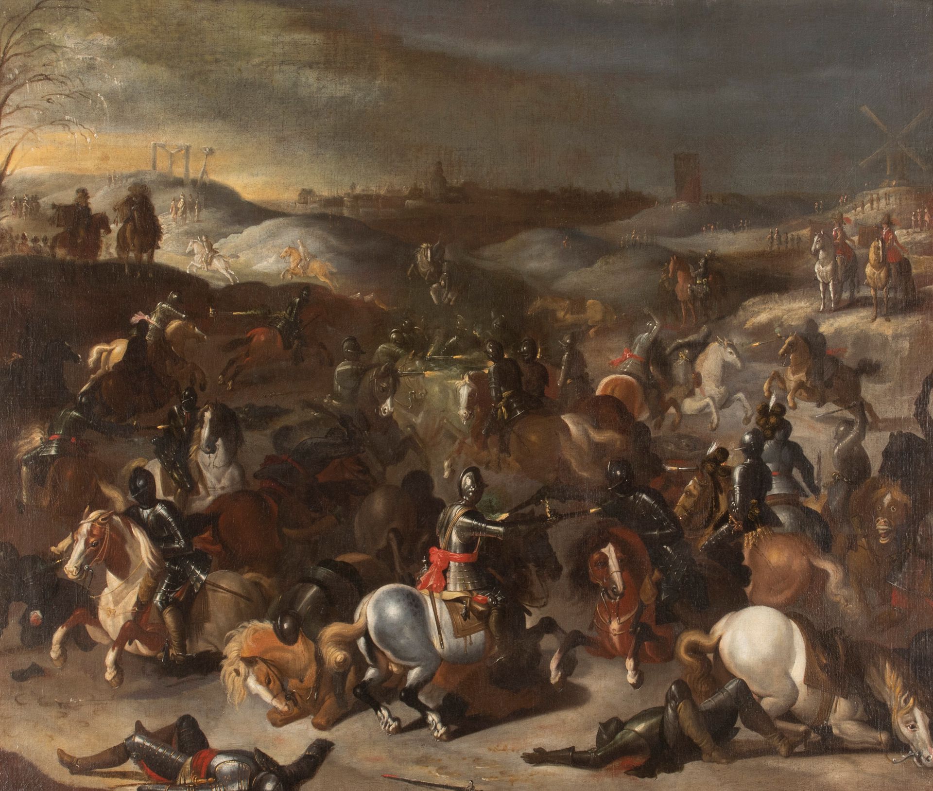 ATTRIBUÉ À PEETER SNAYERS (1592-1668) 
Cavalry Shock
Oil on canvas.
Refinished.
&hellip;