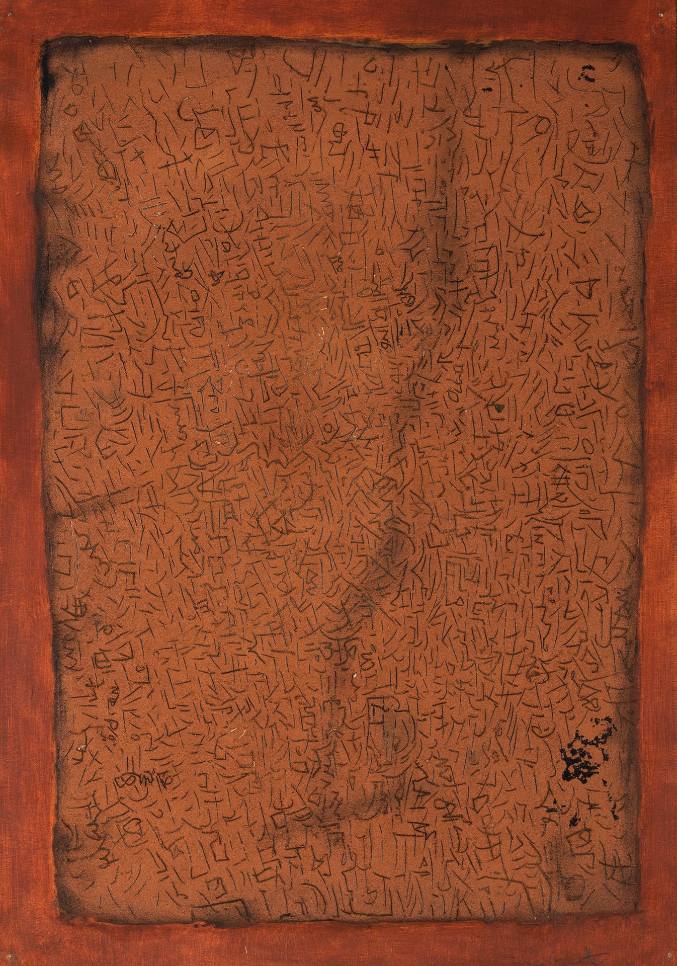 René Guiette (1893-1976) Senza titolo, 18.1.1961
Olio e sabbia su carta.
Firmato&hellip;